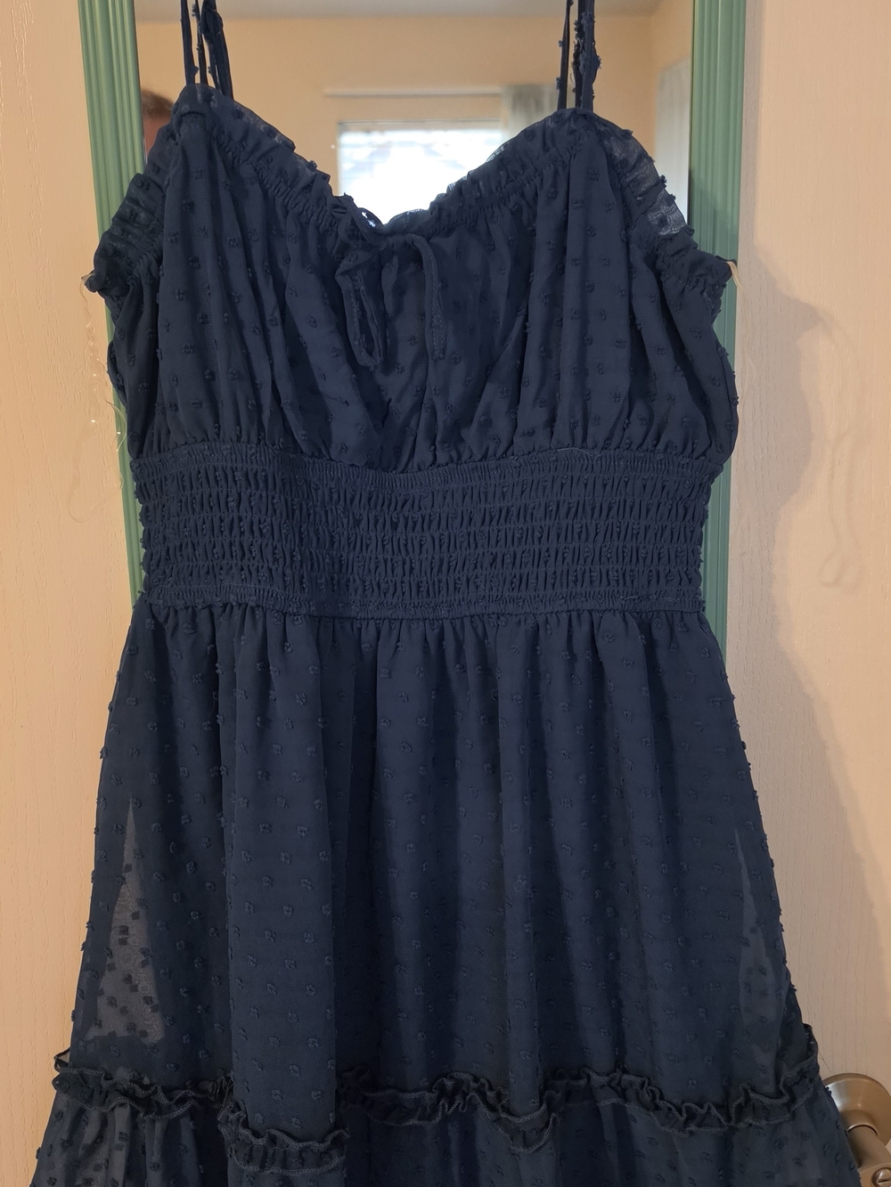 Francesca's Collections Navy Blue Smocked Mini Dress